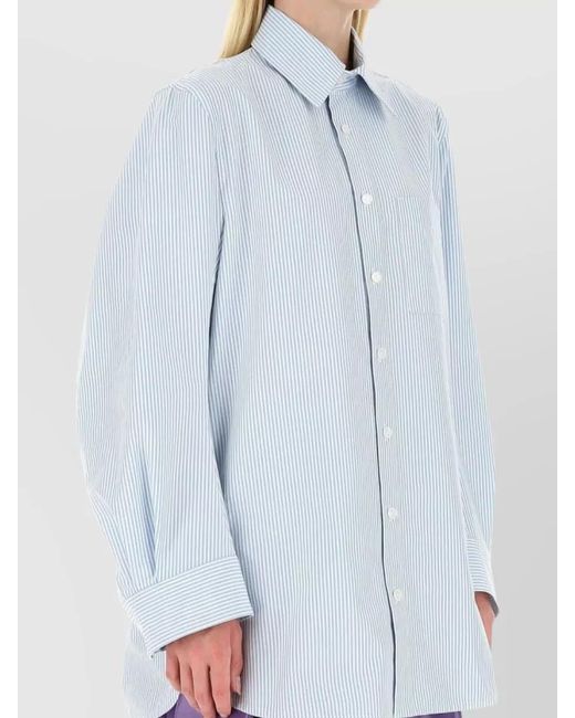 Bottega Veneta Blue Embroidered Oversized Shirt