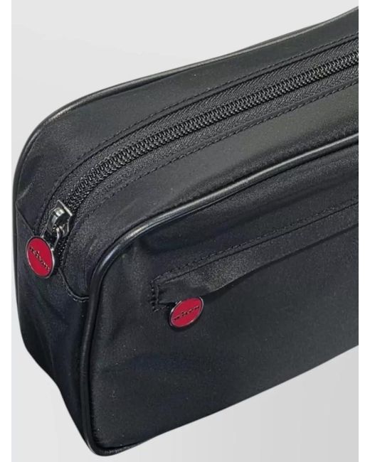 Kiton Black Clutch Bag Adjustable Strap Front Pocket for men