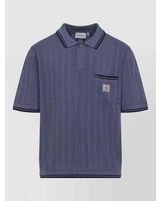 Carhartt Blue Cotton Short-Sleeve Polo Shirt for men