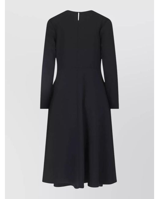Aspesi Black Knee Length Dress Flared Skirt Pleated