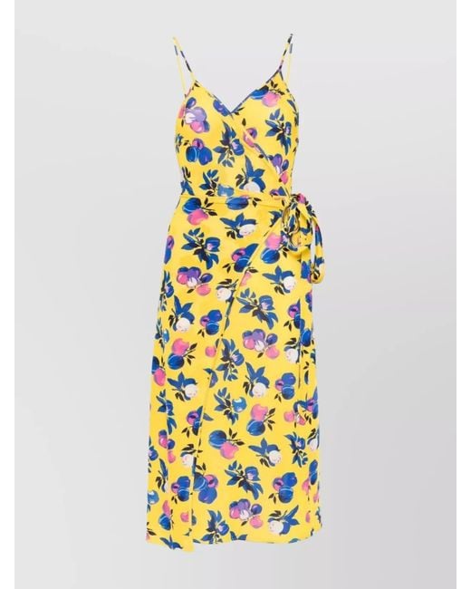 Coperni Metallic Floral Print Spaghetti Strap Tie Waist Midi Dress