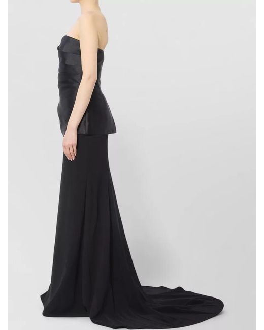 Solace London Black Alia Strapless Twill Maxi Dress Gown