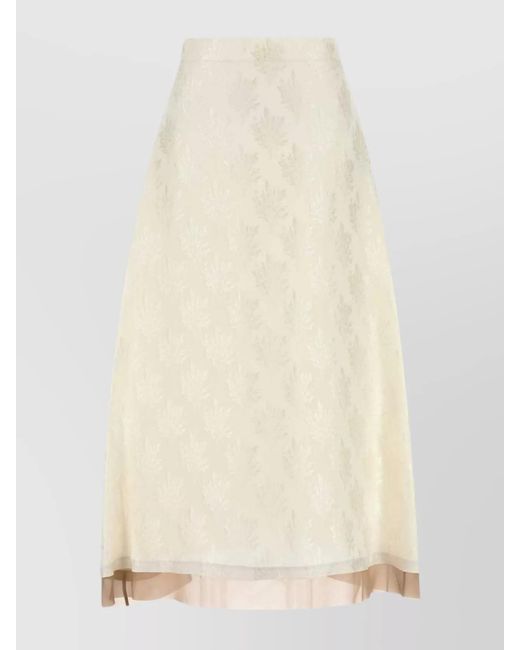 Fendi Natural Silk Blend A-Line Skirt