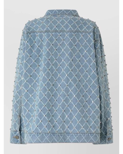 Pinko Blue Denim Jacket Embellished With Rhinestones