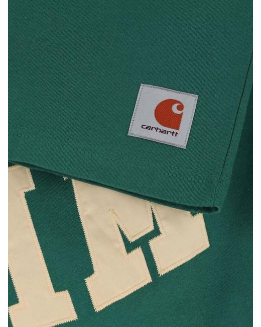 Carhartt Green Crew Neck Graphic Print Ribbed Collar T-Shirt for men