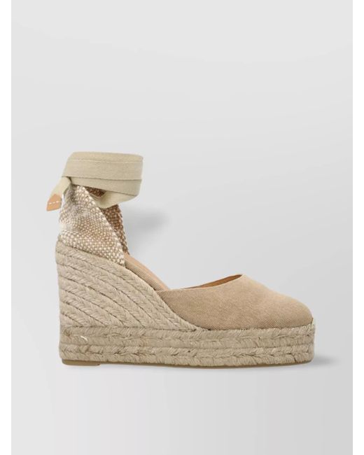Castaner Natural Laced Canvas Wedge Sandal