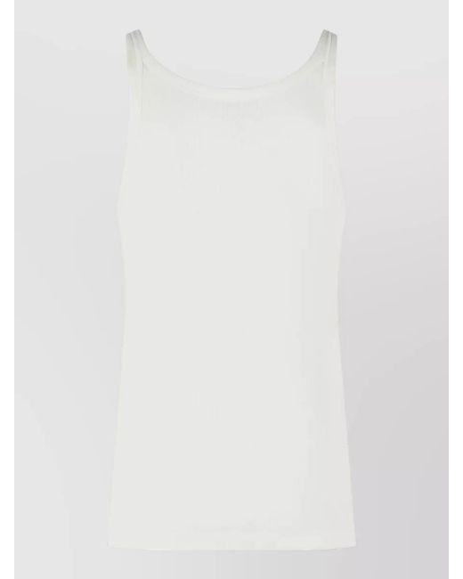 Dolce & Gabbana White Cotton Rib Tank Top Scoop Neckline for men