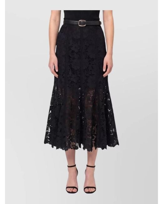 Self-Portrait Blue Lace Midi Dress Off Shoulder Belt
