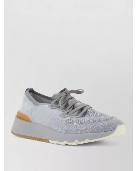 Brunello Cucinelli Gray Cotton Low-Top Sneakers for men