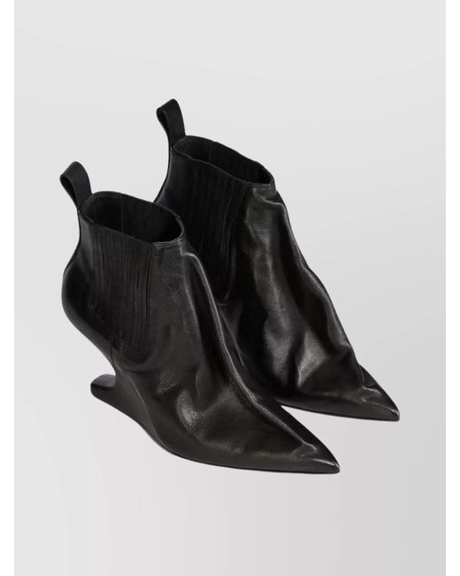 Rick Owens Black Leather Ankle Boots