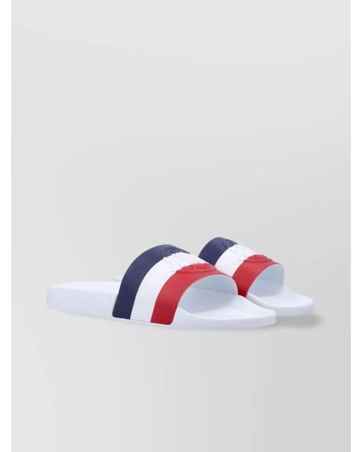 Moncler White Basile Slides Tricolor Strap for men