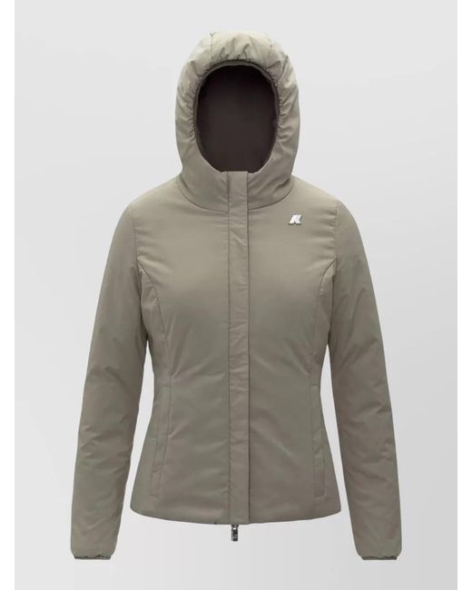 K-Way Gray Lily St Hooded Jacket Elastic Cuffs
