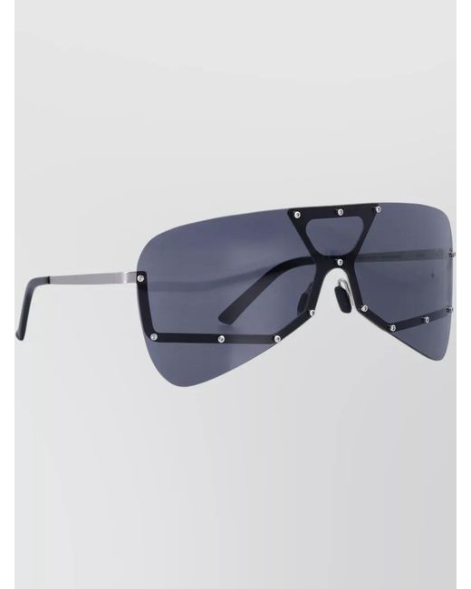 Rick Owens Blue Shield Tower Sunglasses Metal Frame Design for men