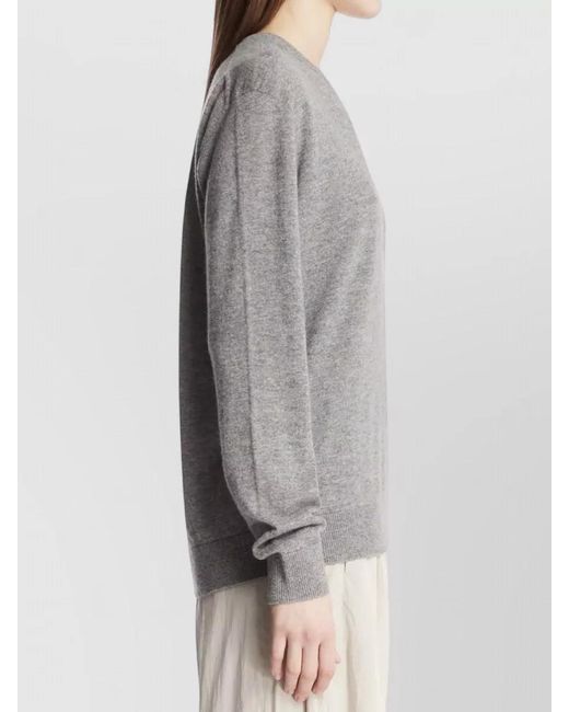 The Row White Nian Cashmere Knit V Neck Sweater