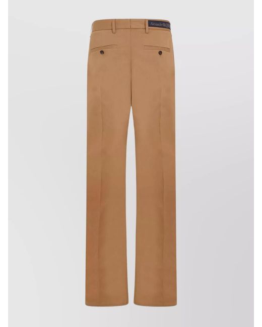 McQueen Natural Cotton Straight-Leg Trousers for men
