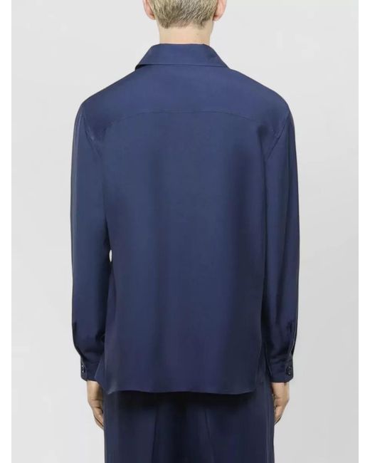 Laneus Blue Overshirt Jacket Chest Pockets Collar for men