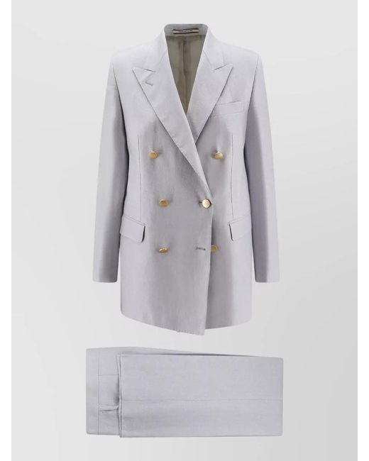 Tagliatore Gray Knee Length Double Breasted Tailored Jacket