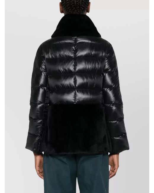 Herno Black Lightweight Nylon Cape Fur Panel