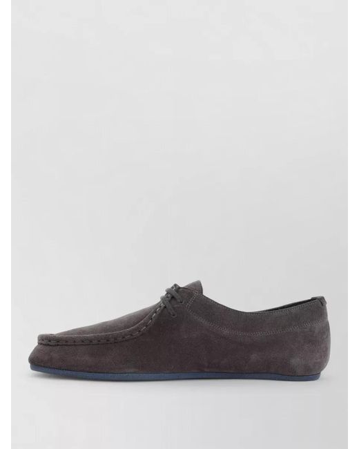 Jil Sander Gray Suede Lace Up Moccasin Style Loafers Rubber for men