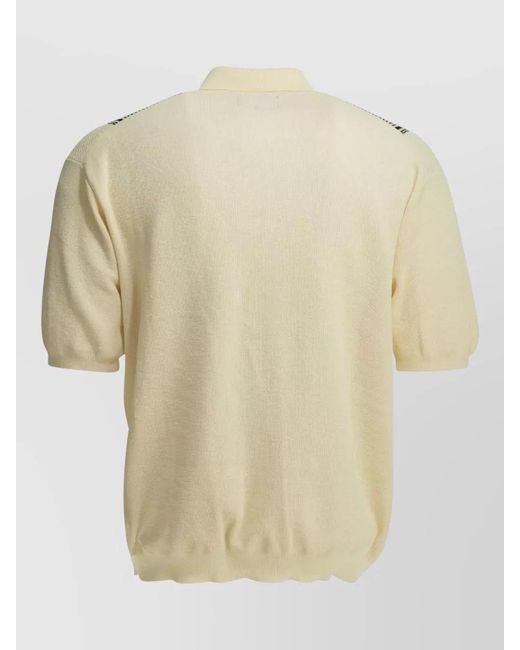 Beams Plus Natural Textured Knit Zip Polo Shirt for men