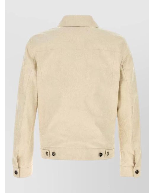 Etro Natural Textured Jacket Long Sleeves Point Collar Pockets for men