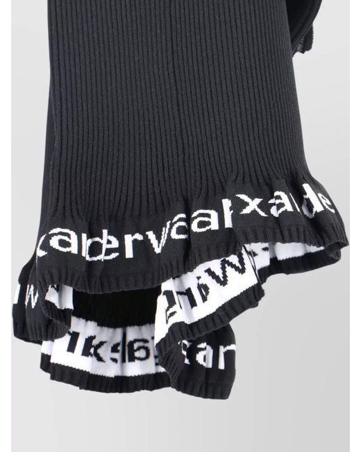 Alexander Wang Black Knit Dress Knee Length Ribbed Ruffled