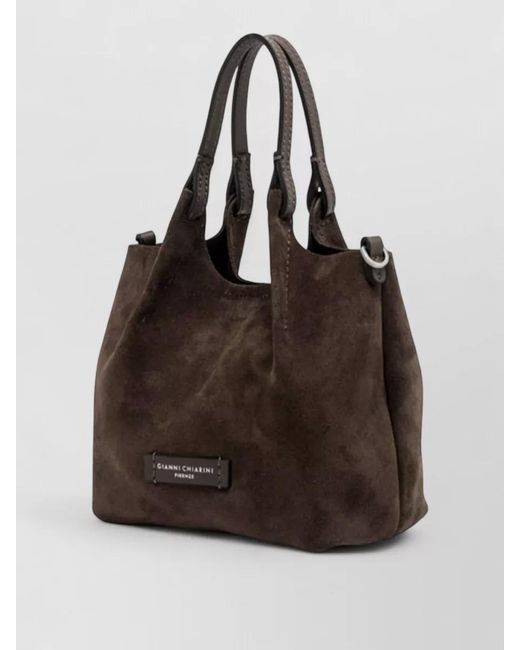Gianni Chiarini Brown Dua Suede Tote Top Handles Detachable Strap