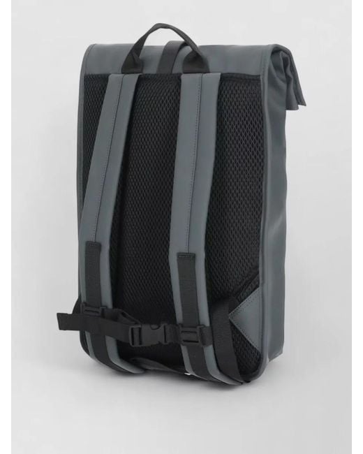 Rains Gray Waterproof Backpack Front Pocket Top Handle for men