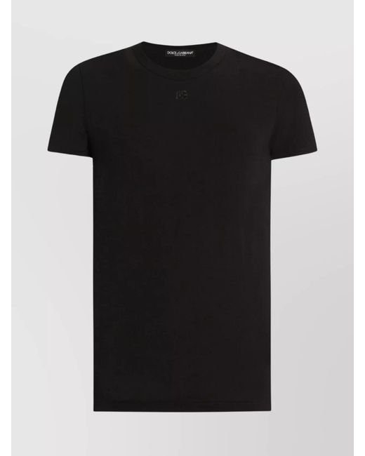 Dolce & Gabbana Black Logo-Embroidered Cotton Jersey Short-Sleeve T-Shirt for men