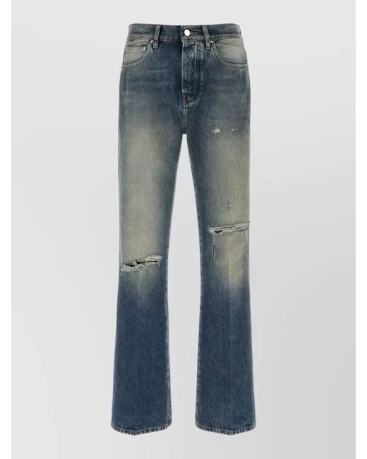 Amiri Blue Denim Distressed Straight-Leg Jeans for men
