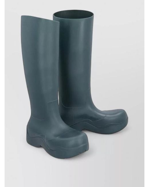 Bottega Veneta Blue Rubber Rain Boots