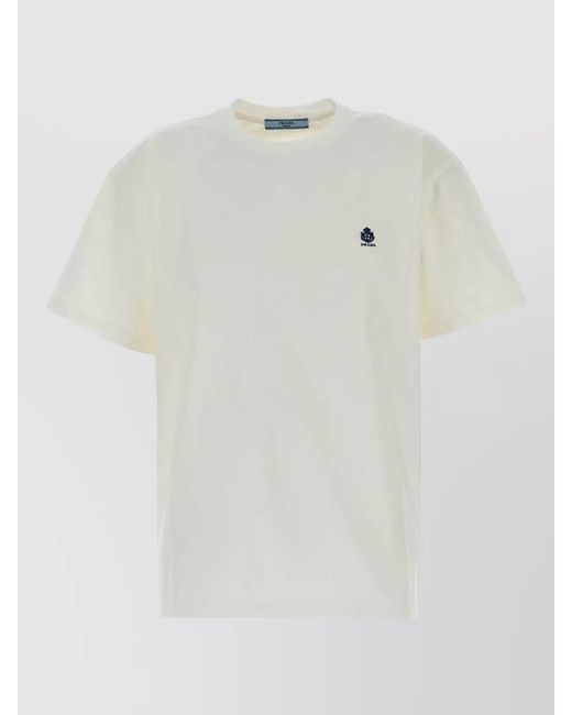 Prada White Cotton Crew Neck Short Sleeve T-Shirt