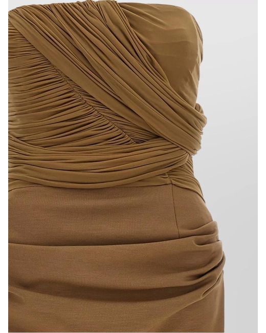 Magda Butrym Natural Strapless Midi Dress Ruched Side Slit