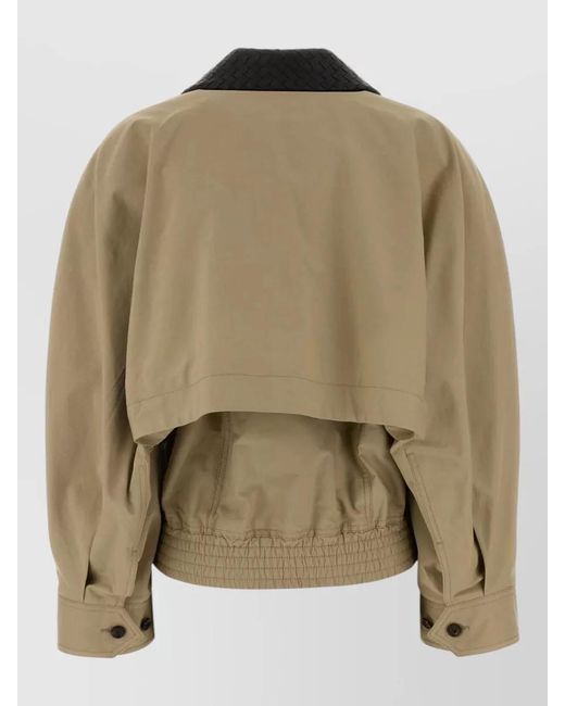 Bottega Veneta Green Cotton Jacket Long Sleeves Contrasting Collar