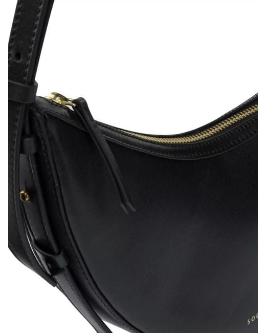 Soeur Black Leather Shoulder Bag