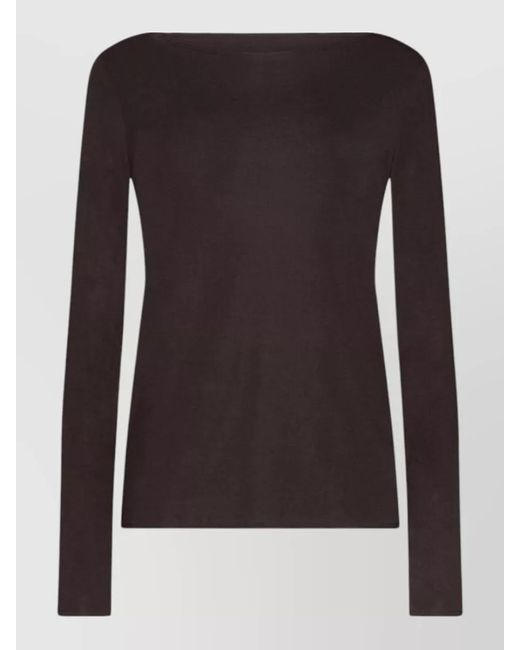 Wolford Brown Boat Neck Long Sleeve Slim Layering Top