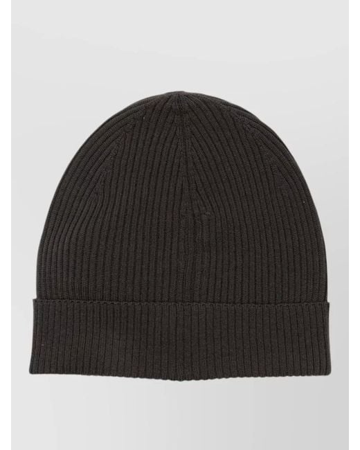 Rick Owens Black Ribbed Beanie Stretch Fit Design