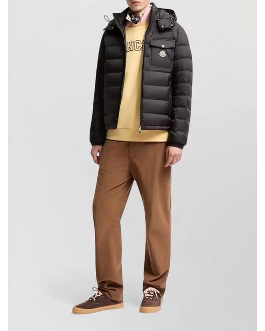 Moncler Black Piumino Corto Verith Con Cappuccio for men