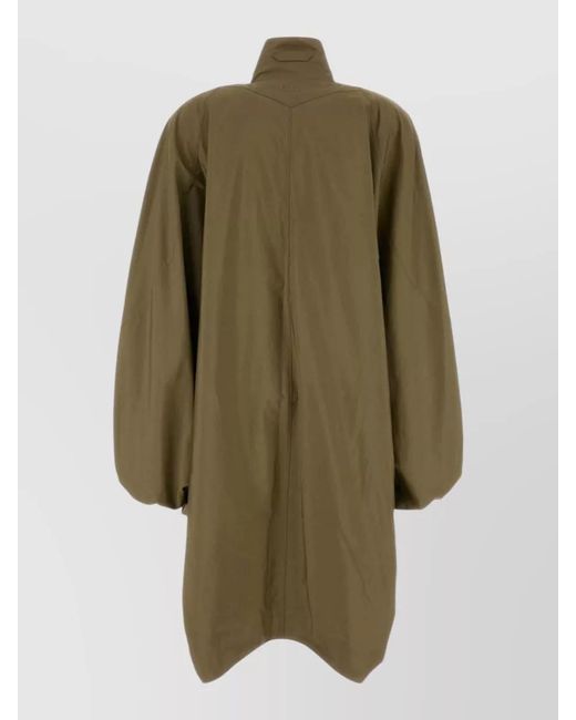 Chloé Green Poplin Overcoat Belt Detail High Collar