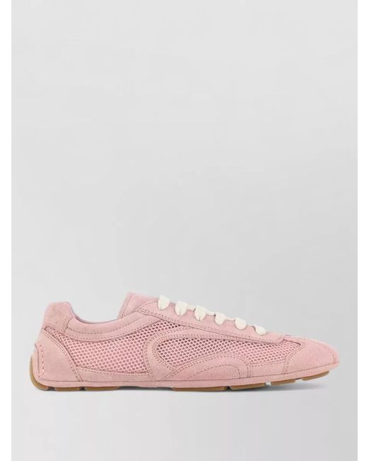 Prada Pink Suede Low-Top Sneakers