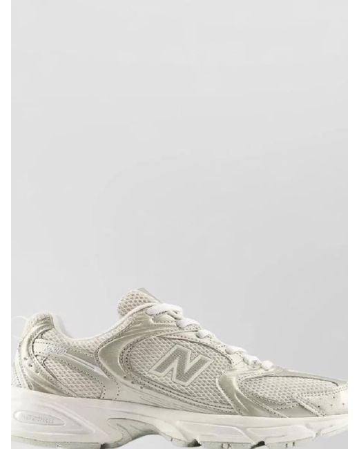 New Balance White Metallic Mesh Sneakers Pull Tab Heel
