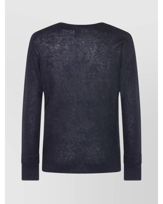 Auralee Blue Alpaca Relaxed-Fit Crew-Neck Jumper for men