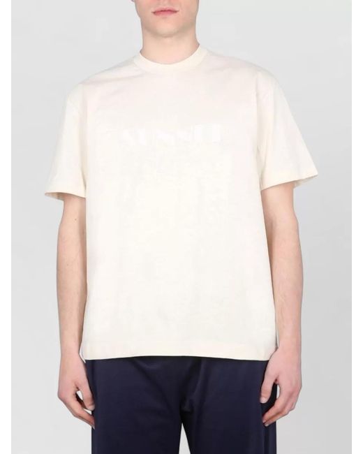 Sunnei White Logo Crew Neck T Shirt Soft Fabric for men