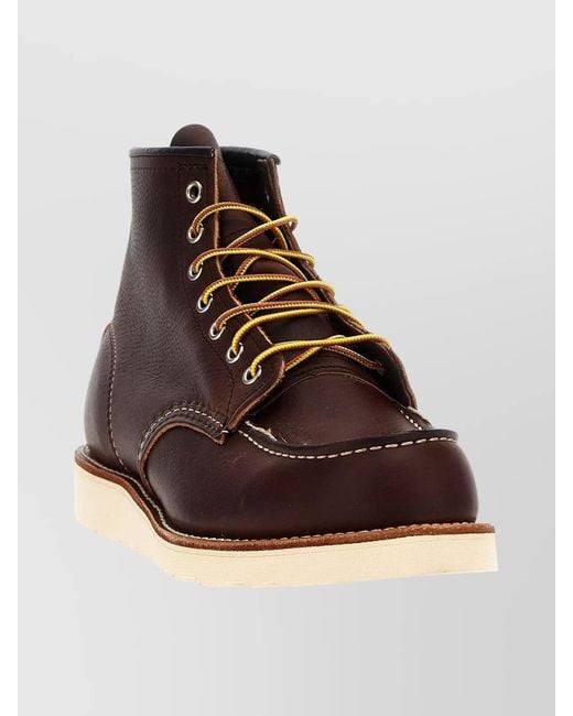Red Wing Brown Leather Classic Moc Ankle Boots for men