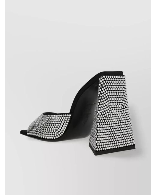 The Attico Black Rhinestone Mule Sandals