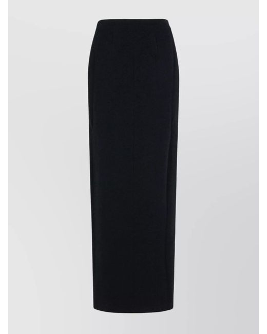 Alessandra Rich Black Virgin Wool High-Waisted Maxi Skirt