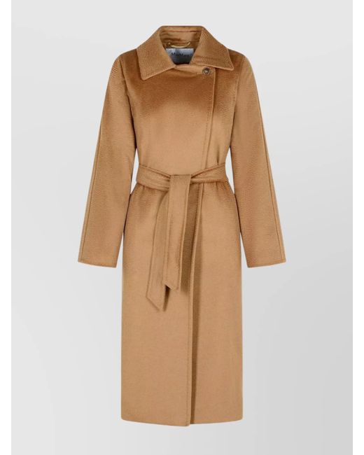 Max Mara Natural Belted Camel Coat Long Sleeves