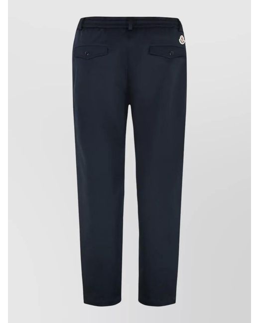 Moncler Blue Cotton Straight-Leg Trousers for men