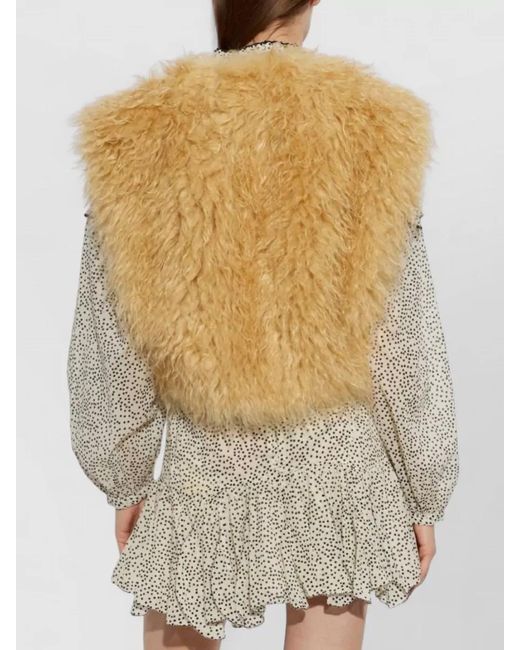 Isabel Marant White Florana Faux Fur Vest Puff Sleeves