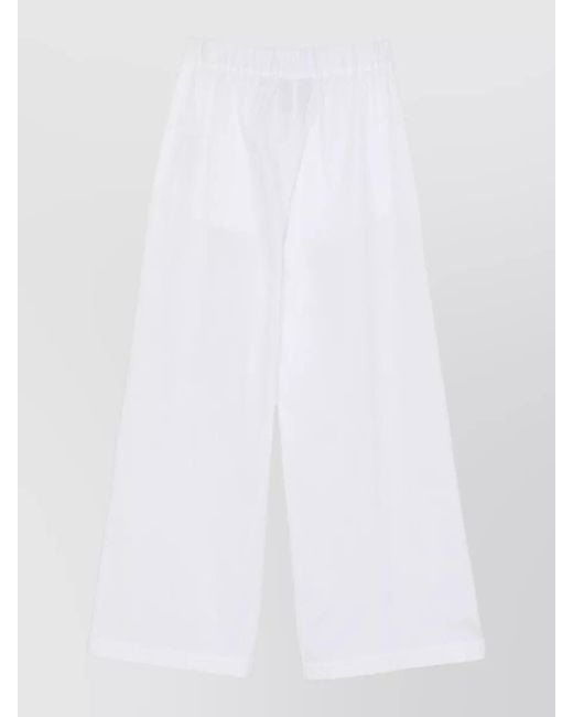 Semicouture White Jhonny Wide Leg Cotton Tailored Trousers
